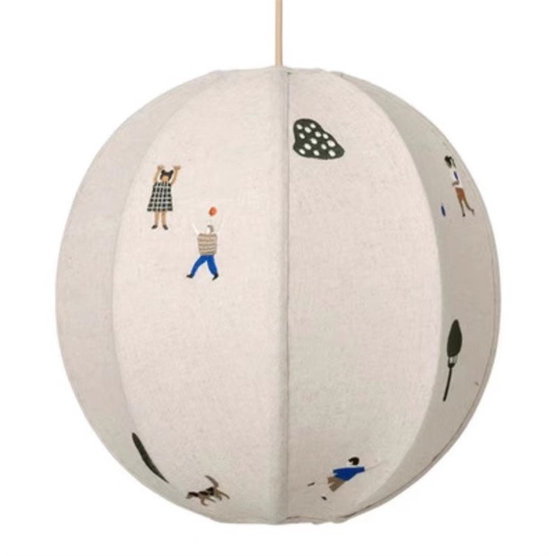 儿童房卧室吊灯刺绣护眼棉麻布艺灯餐厅吧台常在灯复古床头氛围灯