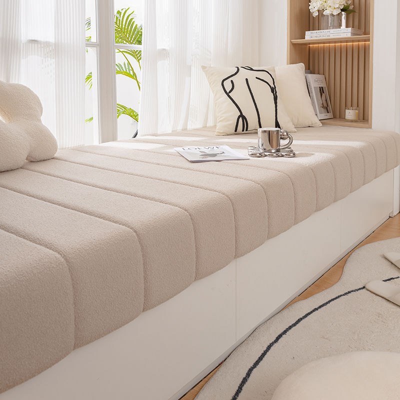 泰迪绒飘窗垫免洗可擦下垂款轻奢高级感卧室阳台坐垫窗台垫子现货