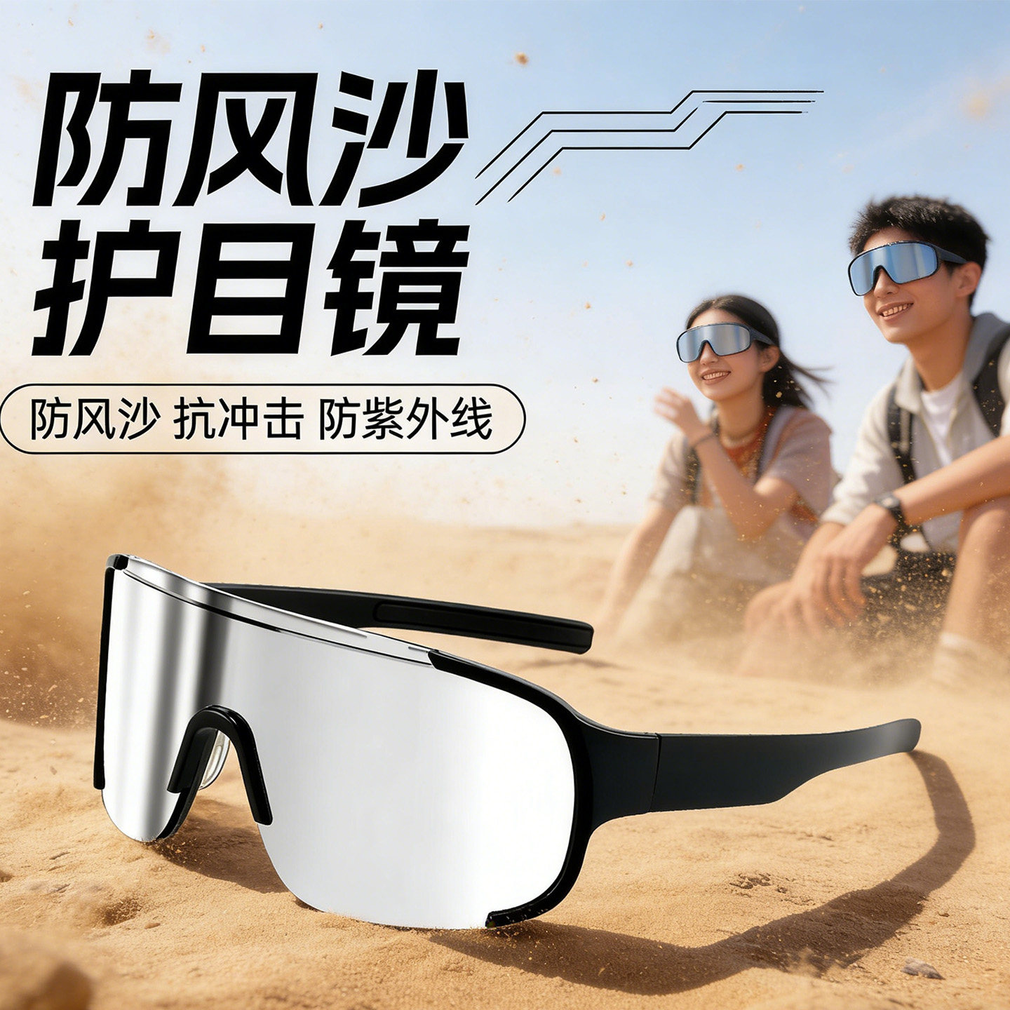2026高颜值沙漠防风沙护目镜防风抗冲击防紫外线视野高清可戴眼镜
