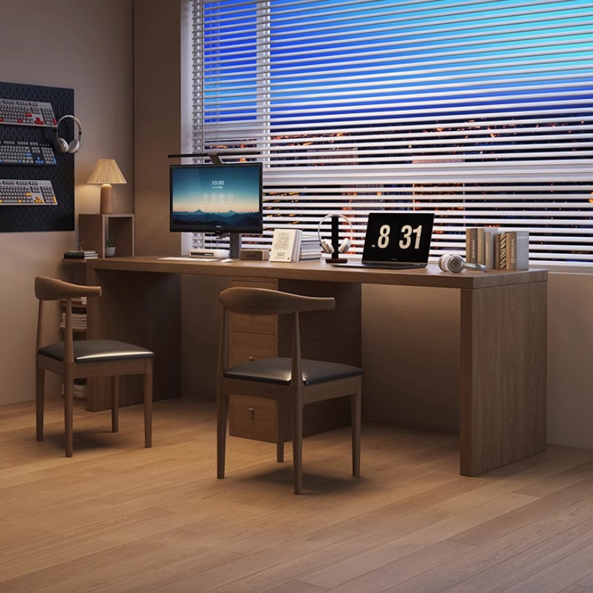 现代简约全实木书桌 书房双人台式电脑长桌家用客厅工作台学习桌