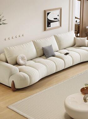 猫爪布沙发客厅新款小户型现代简约白色奶油风弧形猫抓皮经久耐用