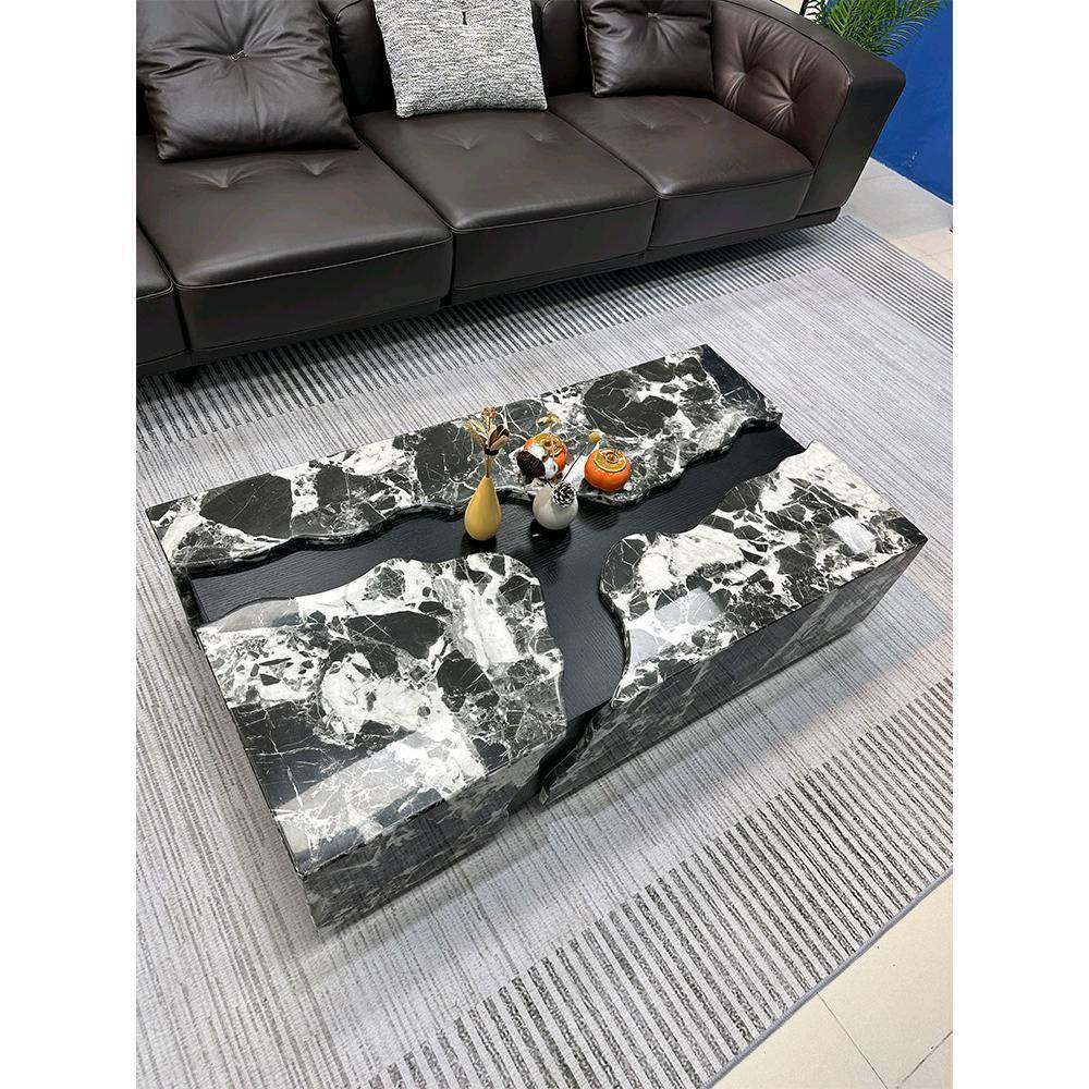 意式极简大理石茶几现代简约大小户型黑河流异形设计师高端黑金,收纳整理,烫衣板及配件,淘宝优惠券,粉丝福利购,淘宝优惠卷