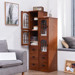 实木窄高20cm夹缝柜抽屉式缝隙收纳置物架厨房客厅卫生间阳台边柜