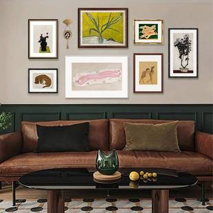 法式复古中国风客厅沙发背景装饰画常玉挂画组合画玄关走廊壁画