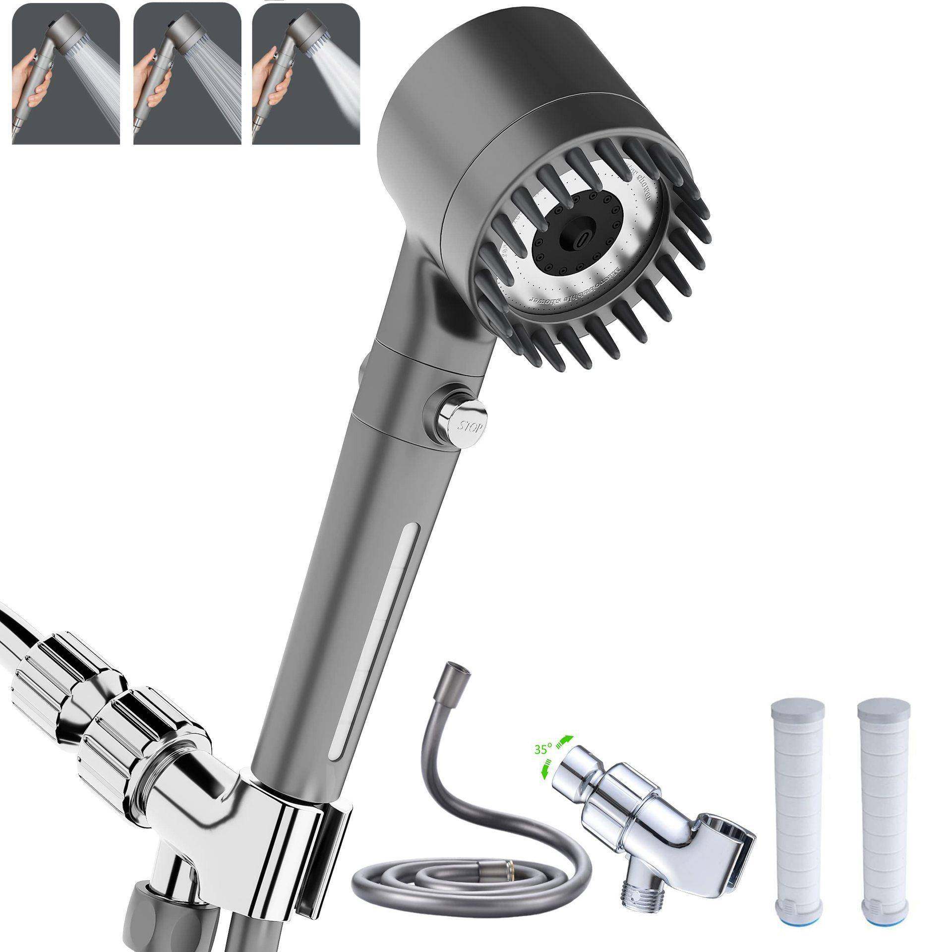 高压淋浴喷头手持套装3种模式过滤淋浴头带软管/支架替换棉过滤器,工业油品/胶粘/化学/实验室用品,其他实验室设备,淘宝优惠券,粉丝福利购,淘宝优惠卷