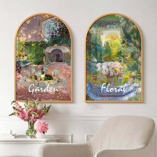 现代法式客厅装饰画美式复古壁画玄关电表箱挂画北欧餐厅风景油画