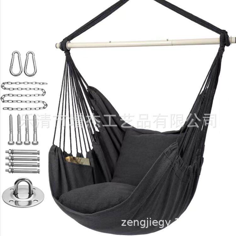 庭院吊床成人流苏秋千吊椅，拆装铁棍五金配件抱枕靠垫帆布