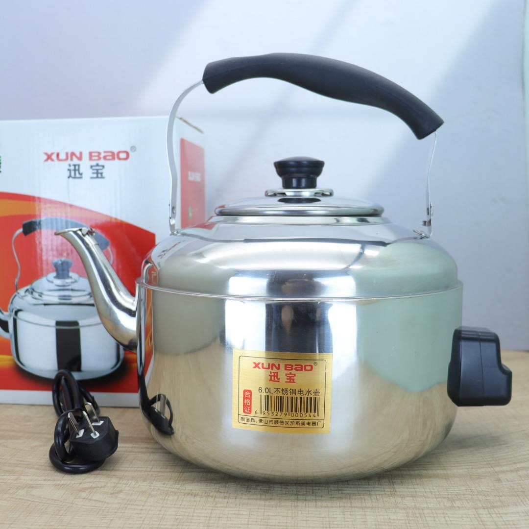 不锈钢电水壶家用电热壶6升大容量插电烧水壶迅宝5L电热水壶