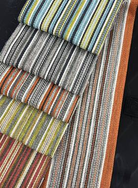 彩色细条纹面料名族风格彩色条子沙发布红色条纹抱枕布细条布