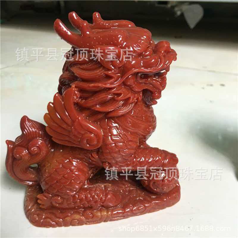 优化寿山石麒麟摆件一对财富麒麟纳福送子办公室客厅装饰品