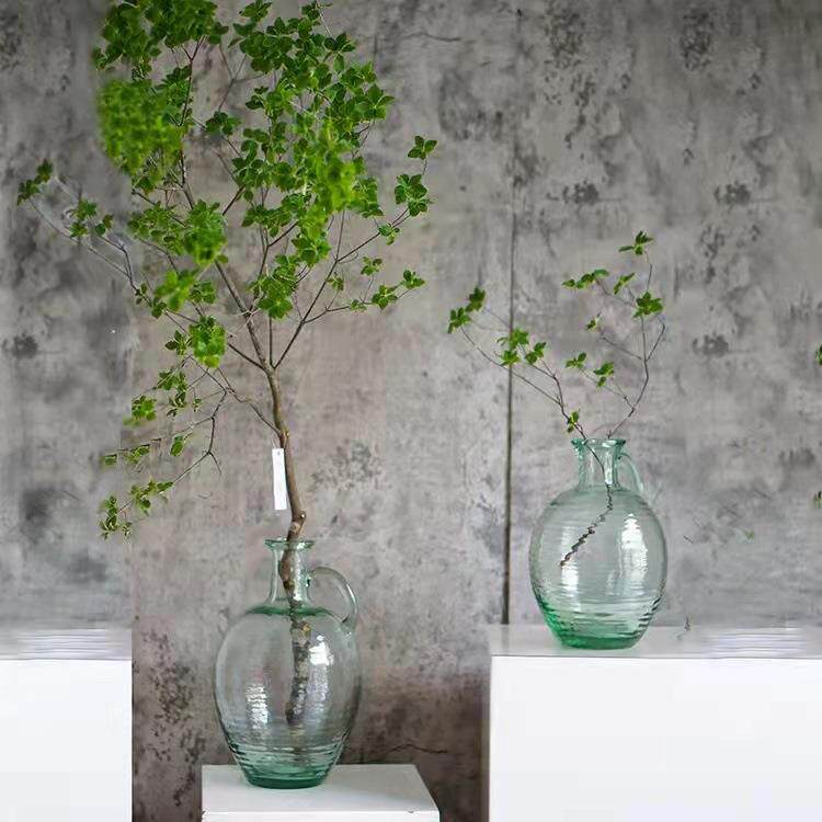新款单耳气泡壶型提手玻璃花瓶吊钟花瓶设计新品工艺品摆件花瓶