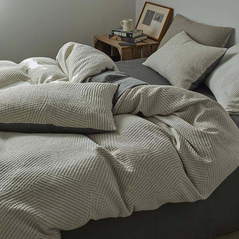 简约风柔软纯棉水洗棉四件套色织空气提花泡泡纱肌理被套床上用品,机械设备,其他机械设备,淘宝优惠券,粉丝福利购,淘宝优惠卷