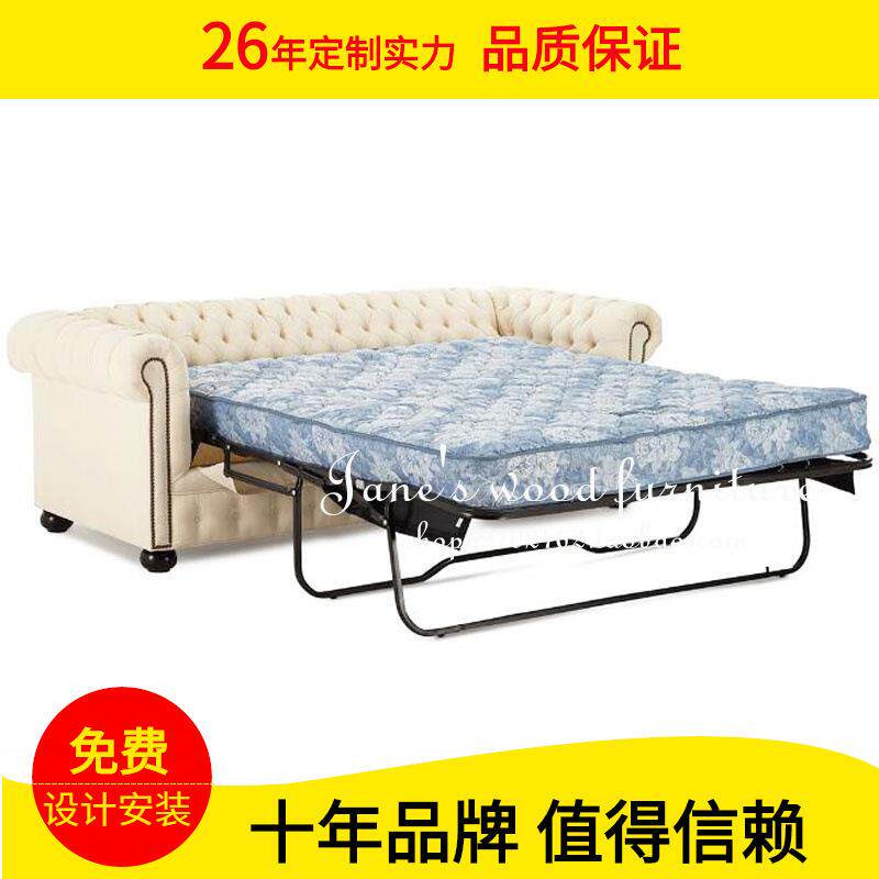 沙发床布艺小户型可睡觉美式北欧可收放双人折叠坐卧两用沙发客厅