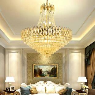 简约轻奢客厅金色蜡烛水晶吊灯卧室创意别墅复式楼灯具客厅吊灯