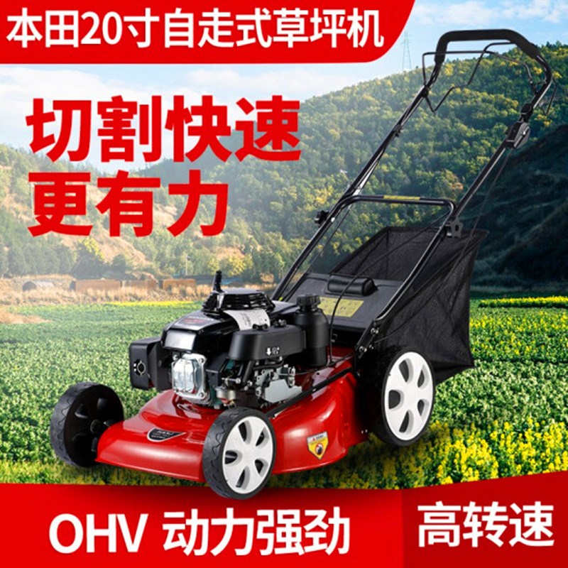 农用田园管理割草机汽油大马力手推式割草机51cm宽幅草坪修剪机