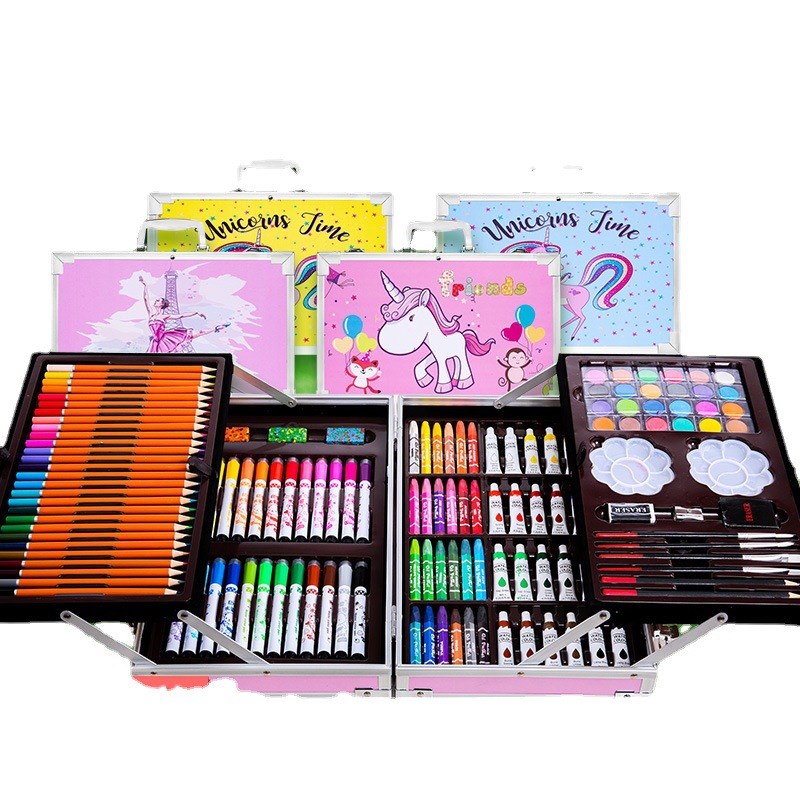 儿童学习文具套装绘画笔套装画画工具小学生水彩马克笔200件铝盒