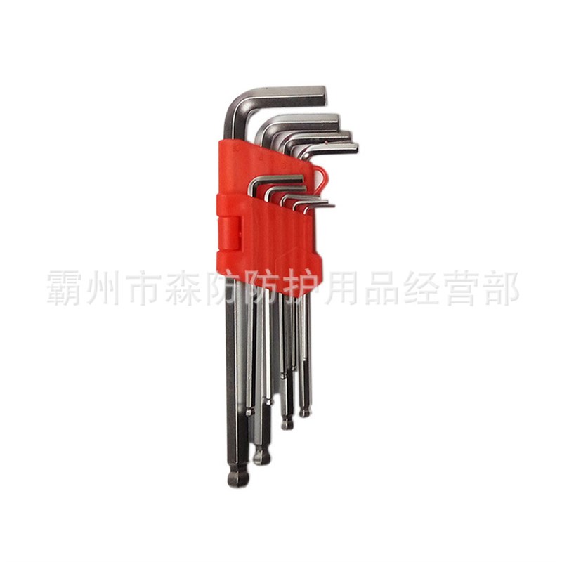 五金工具配套内六角E1555公制加长球形内六角镀铬内六角扳手9件套