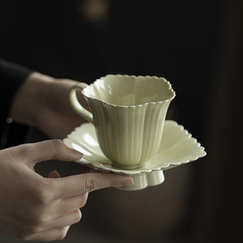 墨己陶瓷挂耳咖啡杯两件套家用下午茶杯花茶品茗杯办公室喝茶杯子