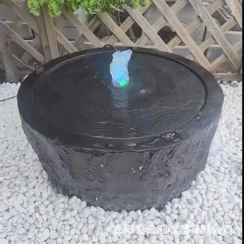 石钵简约流水摆件庭院水景观小品石雕工艺品喷泉喷水池花园装饰品