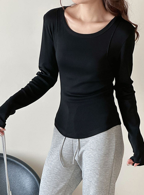 3-7F【小蛮腰】新款设计感修身显瘦打底长袖T恤 81006-615