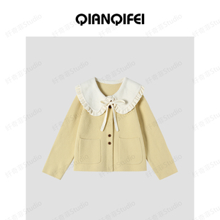 81048 甜美木耳边娃娃领系带毛衣开衫 9923 纤奇菲 12.9F