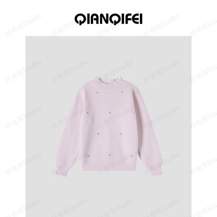 27H 81050 纤奇菲 花边半高领钉钻温柔打底毛衣 1621 新款