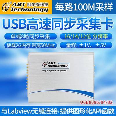 8路同步USB高速模拟量数据采集卡速率100MS/s带宽50MHZ8582