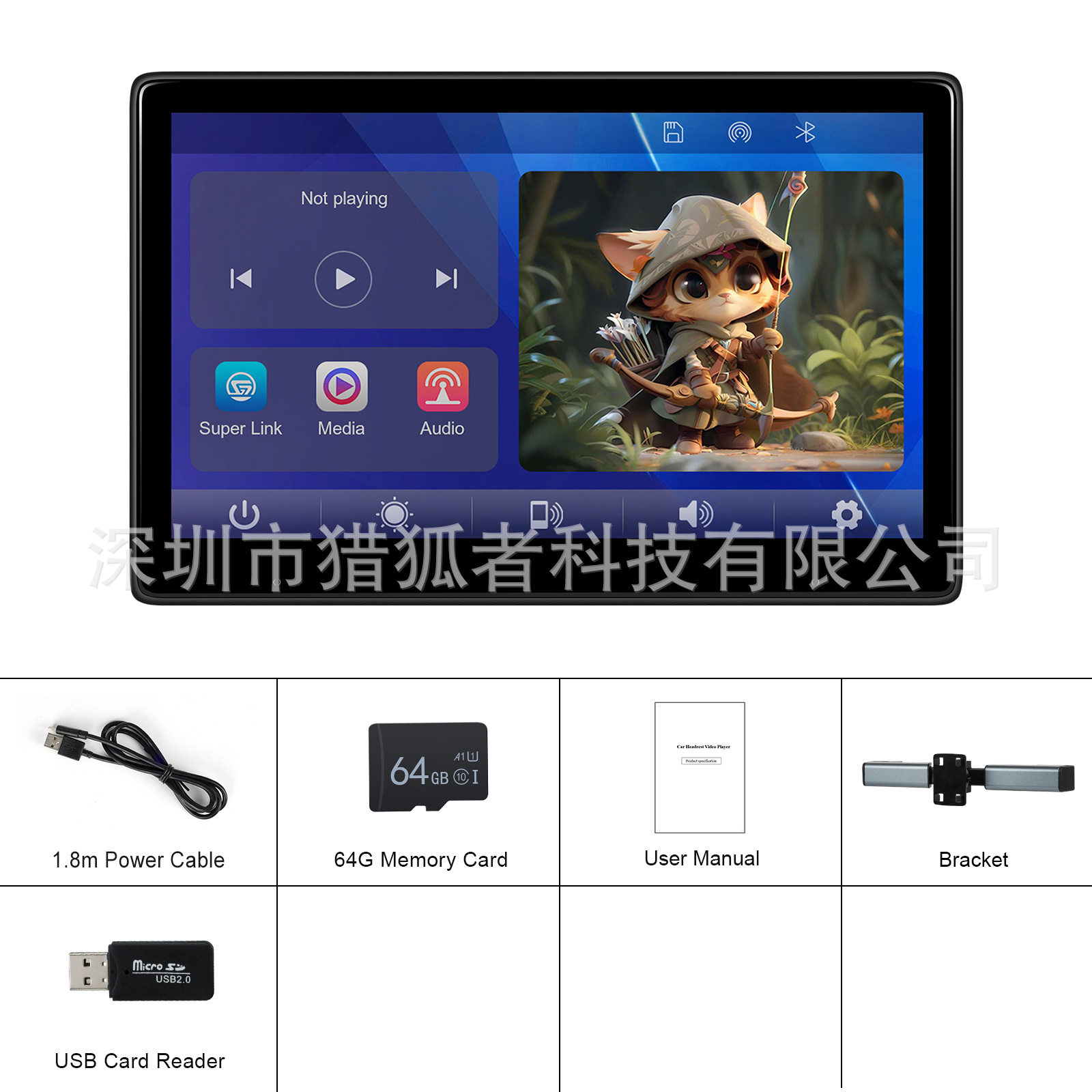10.1英寸汽车后座影音娱乐系统带车载Carplay/安卓Auto头枕显示屏