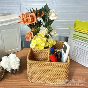 越南藤编水果收纳篮杂物篮越南藤编多功能置物架客厅办公储物藤篮