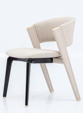 轻奢餐椅家用设计师餐厅软包椅子样板房高端别墅豪宅CC餐椅