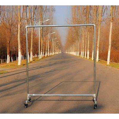 服装店展示架落地式带轮水管衣架女装可移动挂衣杆铁艺复古龙门架