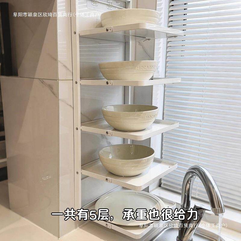 调味料多层厨房墙壁转上备碗碟筷收纳置物架折叠靠角落多功能包邮