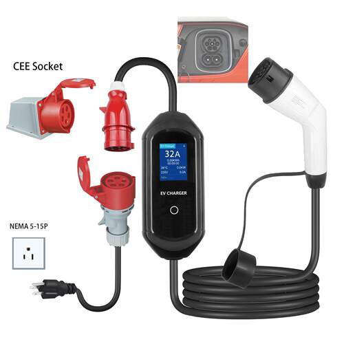 207套装+CEE母座 欧标家用随车便携充电桩TYPE2车充电器7/11/22KW