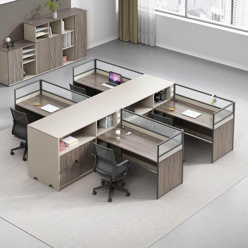 职员桌办公桌员工桌四人位4人6财务室简约财务桌屏风隔断桌椅组合