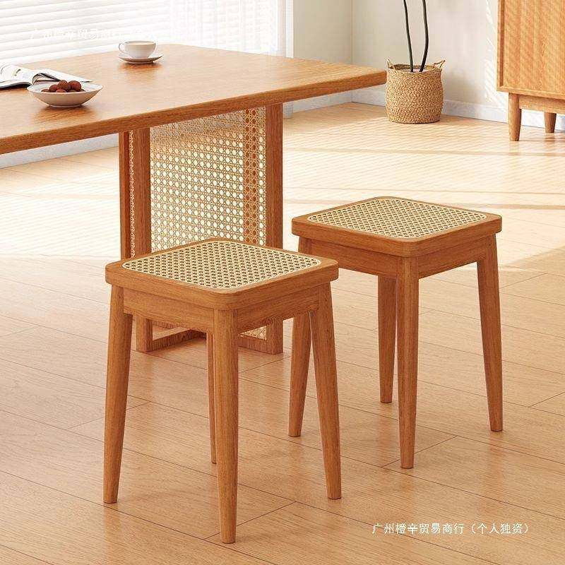 实木藤编凳子家用可叠放中古方凳餐桌板凳备用透气餐凳简约高椅子,农用物资,其他肥料,淘宝优惠券,粉丝福利购,淘宝优惠卷