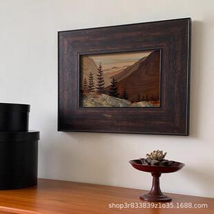中古风背有靠山美式复古风景客厅装饰画高级感玄关书房餐边柜挂画