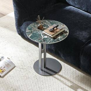 意式轻奢绿岩板边几小角几沙发客厅卧室现代简约角几