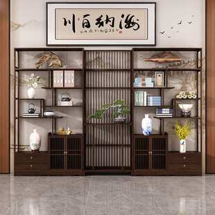 新中式博古架玄关柜入门落地隔断柜屏风镂空客厅装饰摆件简约现代