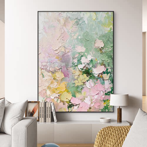 奶油风花卉抽象纯手绘油画