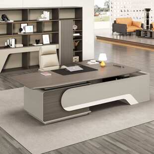 办公桌老板桌简约现代总裁桌2.4m/3.2米大班台办公室家具桌椅组合