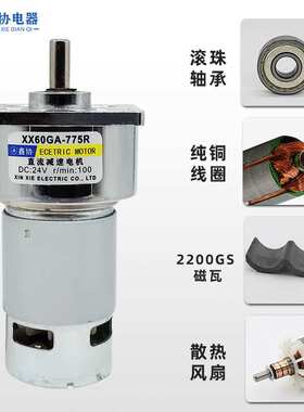 60GA775 直流减速电机12V24V微型低速电动机可调速大力矩电机厂家