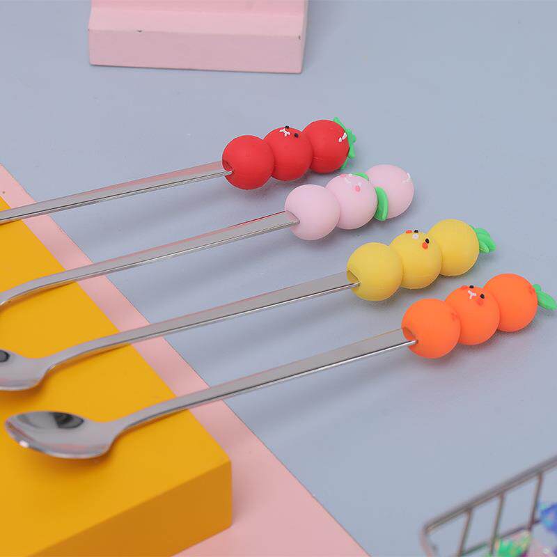 不锈钢家用调羹勺糖葫芦可爱熊勺子甜品小朋友家用餐具勺整盒