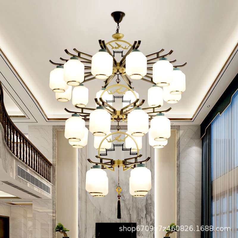 新中式吊灯客厅灯具中国风餐厅灯酒店大厅别墅工程灯复式楼大吊灯