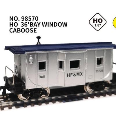 HO韩飞湾窗守车火车模型动态合金火车头火车车厢玩具车轨道场景