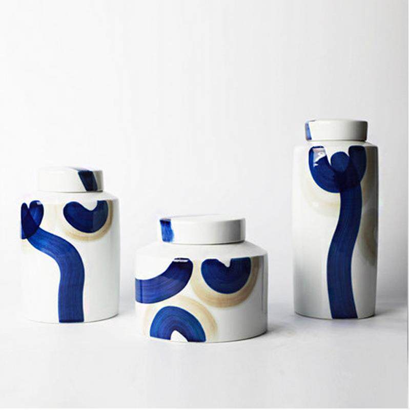现代创意简约家居轻奢陶瓷储物罐花瓶花插艺术摆件样板房软装饰品