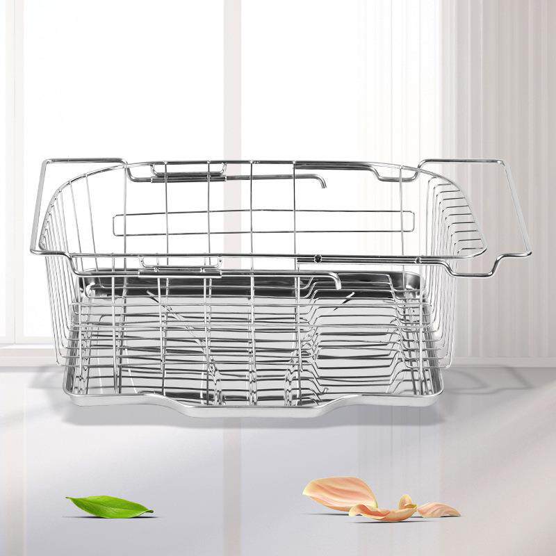 厨房不锈钢伸缩碗碟自动滴水架碗筷收纳盒沥水碗柜可折叠