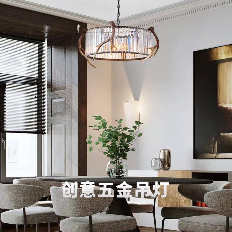现代轻奢吊灯简约单头吧台过道玄关灯饰创意树脂水晶卧室餐厅灯