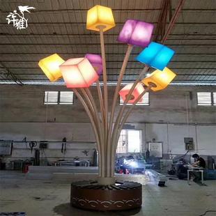 户外七彩变色盒子景观灯商业广场公园灯光节休息区座椅亮化装 饰灯