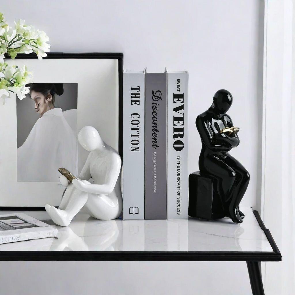 创意人物书挡酒柜摆件家居装饰品客厅玄关书柜桌面书立陶瓷工艺品