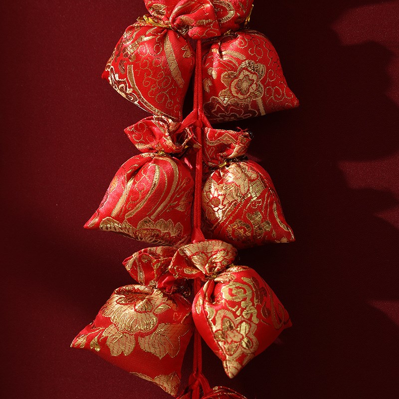 新年红辣椒红红火火福袋鞭炮串春节喜庆装饰用品绒布中国结挂饰